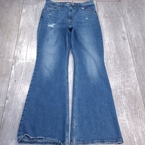 Levi's 70s High Flare Jeans Women 31 Blue Distressed High Rise Wide Leg Denim